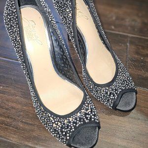 Jewel Badley Mischka Crystal PeepToe Heels